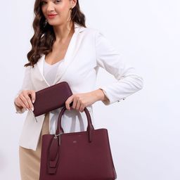 itti Women Trapez Textured Structured Handheld Bag With Pouch-8