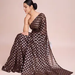 CLEMIRA Embellished Sequinned Pure Georgette Saree-picture-3