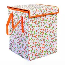 Aura White & Orange Printed Foldable Laundry Bag-46