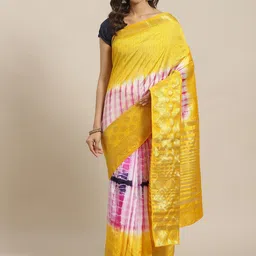 DIVASTRI Tie and Dye Zari Mysore Silk Saree-image-10