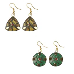 URBANELA Set Of 2 Gold-Plated Circular Drop Earrings-11