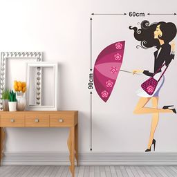LANSTICK Pink & Black Fashion Girl Printed Heat Resistant Wall Sticker-image-72