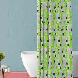 ArtzFolio Grey & Green Printed Water Proof Shower Curtain-image-58