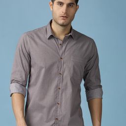 SNX Men Spread Collar Micro Ditsy Printed Cotton Casual Shirt-image-81