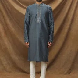 Samyukta Singhania Men Regular Thread Work Kurta with Churidar-picture-47