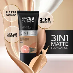 faces canada All Day Hydra Matte | 3 in 1 - Foundation + Moisturizer + SPF 30 Foundation image 5