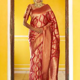 KALINI Woven Design Zari Organza Kanjeevaram Saree-45