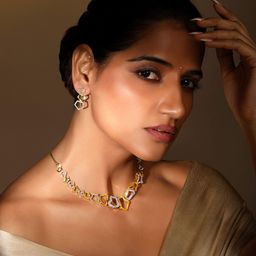 ASMITTA JEWELLERY 22K Gold-Plated Cubic Zirconia-Studded Contemporary Choker Jewellery Set-33