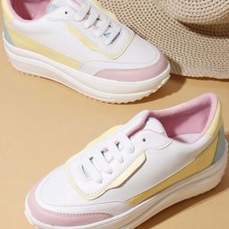 Kook N Keech Women Round Toe Colourblocked Lace-Ups Sneakers-picture-25