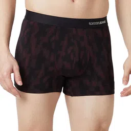 UnderJeans by Spykar Printed Mid-Rise Short Trunk UJNPTS084BLACKWINE-50