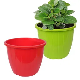 Kuber Industries Pack Of 2 Red & Green Textured Planters-15