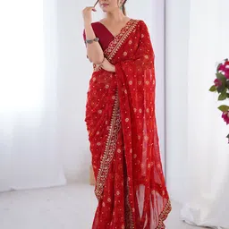 Thishma Embellished Sequinned Pure Chiffon Saree-7