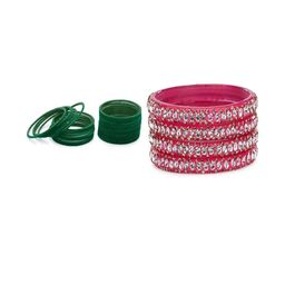 Somil Classic Combo Glass Bangles | Simple Chudi Set For Women & Girls | Daily Use & Special Occasions, Combo Of 2 Set, Green, Pink-image-82