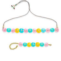 Aye Candy Flower Designed & Pearl Beaded Jewellery Set-image-35