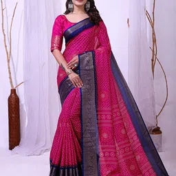 V3 FASHION STUDIO Pure Cotton Printed Bandhani Saree-picture-25