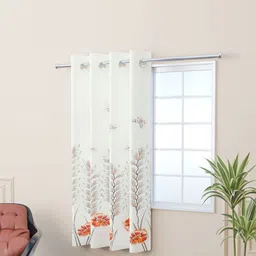 RUBOXA White & Orange Geometric Window Curtain-7