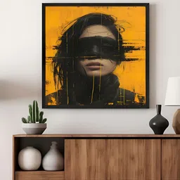 999Store Yellow & Black Woman In Shadow Canvas Painting Wall Art-image-84