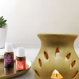 Asian Aura 2-Pcs Brown Tea Light Candle With Aroma Oil Diffuser -10 ml-picture-25