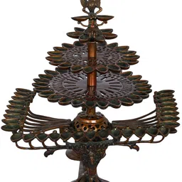 Exotic India Black Brass Divat Arti Lamp Pooja Essentials-image-81
