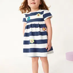 LULU & SKY Striped Cold-Shoulder Empire Dress-48