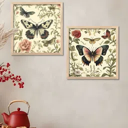 Kotart Brown & Green 2 Pieces Butterfly Wood Wall Art-50