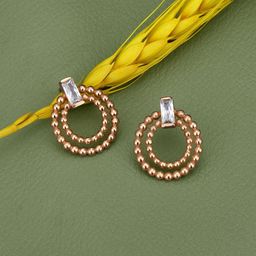 Carlton London 18kt Rose Gold Plated CZ Circular Drop Earring-9