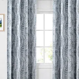 Aura Grey Set of 2 Floral Long Door Curtain-9