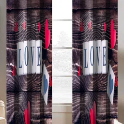 BELLA TRUE Black & Pink 2 Pieces Ethnic Motifs Long Door Curtains-image-97