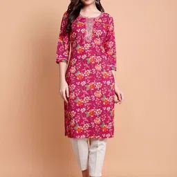 WILL BOTTOM Floral Printed Pure Cotton Kurta-image-71