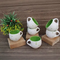 laghima jadon White & Green Geometric Printed Ceramic Glossy Cups Set of Cups and Mugs-23