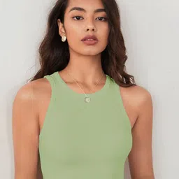 CILIMILI Women Round neck Ribbed Tank Crop Top-picture-17
