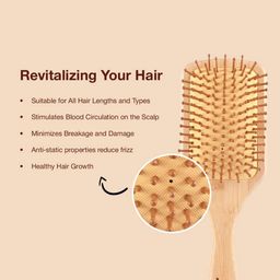 IMECO Set Of 4 Detangling Bamboo Flat Paddle Brush Combs image 5