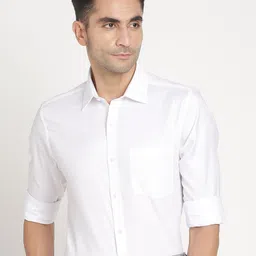 Turtle Men Standard Spread Collar Solid Cotton Formal Shirt-image-55