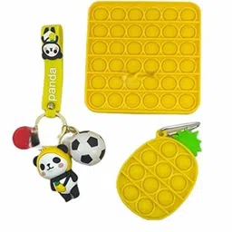 YK 3-in-1 Pop It Fidget Toy Set Square & Pineapple With Panda Keychain image 2
