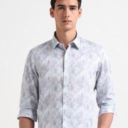 Arrow New York Men Slim Fit Geometric Printed Spread Collar Pure Cotton Formal Shirt-picture-8