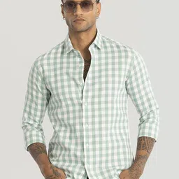 Snitch Men Smart Slim Fit Opaque Checked Casual Shirt-image-62
