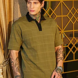 Campus Sutra Men Checked Polo Collar Cotton T-shirt-image-72