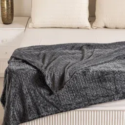 HOMEMONDE Grey Geometric Fleece AC Room Double Bed Blanket-image-49