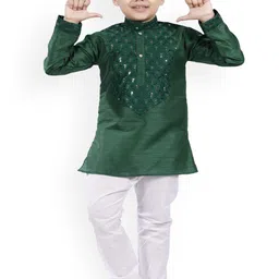 BAESD Boys Ethnic Motifs Embroidered Regular Sequinned Kurta with Pyjamas-2