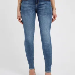GUESS Women Skinny Fit High-Rise Low Distress Heavy Fade Jeans-image-19