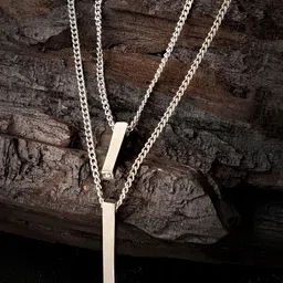 The Bro Code Men Silver-Plated Geometric Shaped Layered Pendant With Chain-picture-27