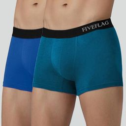 FiveFlag Men Blue & Cyna Pack Of 2 Trunks-image-0