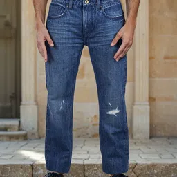 Celio Men Jean Straight Fit Low Distress Stretchable Jeans-image-6