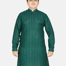 SG YUVRAJ Boys Floral Embroidered Chikankari Khadi Kurta-image-15