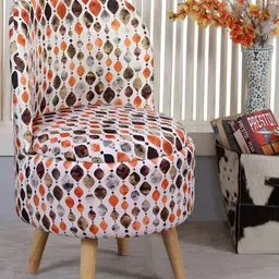 Shadowkart Orange & Brown Printed Wooden Cylindrical Shaped Ottomans-26