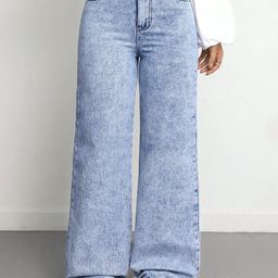 DressBerry Women Comfort High-Rise Heavy Fade Acid Wash Stretchable Wide Leg Jeans-image-66