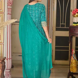 KALINI Bandhani Embroidered Panelled Sequinned Kurta with Trousers & With Dupatta image 5
