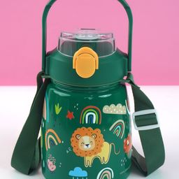Little Surprise Box LLP Green & Pink Single Stainless Steel Printed Single Wall Vacuum Water Bottle-48