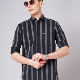 THE BEETEL HOUSE Men Standard Slim Fit Spread Collar Vertical Striped Cotton Casual Shirt-image-83
