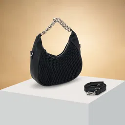 Forever Glam by Pantaloons Women Solid Structured Hobo Bag-44